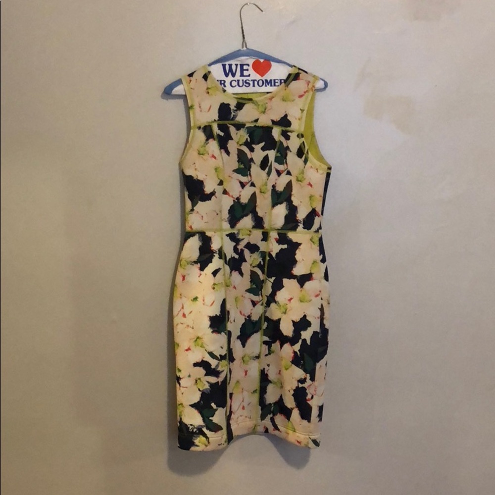 Amazing lime green/ yellow floral print dress